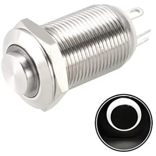 uxcell Latching Metal Push Button Switch High Head 12mm Mounting Dia 1NO 12V White LED Light uxcell Latching Metal Push Button Switch High Head 12mm Mounting Dia 1NO 12V White LED Light