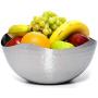 Bezrat Hammered Stainless Steel Serving Bowl – Multipurpose Fruit/Salad/Snacks Decorative Metal Wave Bowls(11.8'' x 11.8'')