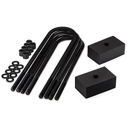 Heavy Metal Suspensions - Fits 1999-2020 Ford F250 F350 Super Duty and Ford Excursion Lift Leveling 1'' Rear Blocks + Extended Plated U-Bolts High Strength Kit