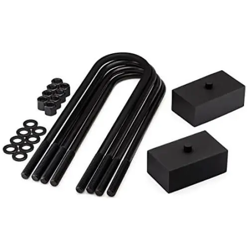 Heavy Metal Suspensions - Fits 1999-2020 Ford F250 F350 Super Duty and Ford Excursion Lift Leveling 1'' Rear Blocks + Extended Plated U-Bolts High Strength Kit