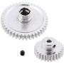 Hobbypark Metal Diff Differential Main Gear 42T & Motor Pinion Gear 27T Set for WLtoys A959-B A969-B A979-B K929-B 1/18 Scale RC Car Upgrade Parts (Sliver)
