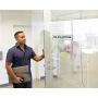 No Soliciting Sign - Self Adhesive Indoor/Outdoor Aluminum Sign - Medium Size 2'' x 7'' White with Black Letters for House Business - Easy Installation (2 Pack)
