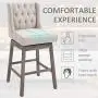 HOMCOM 2 Piece Bar Height Chair Swivel Barstool with Integrated Footrest, Solid Wood Design, and a 180 Degree Rotation, Beige