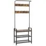 Homfa Coat Rack Shoes Bench, Hall Tree Entryway Shelf with Metal Frame, 3 in 1 Design Coat Stand Entryway Organizer, with Adjustable Feet and 9 Rounded Hooks, Wood Look Accent Furniture-Rustic Brown Homfa Coat Rack Shoes Bench, Hall Tree Entryway Shelf with Metal Frame, 3 in 1 Design Coat Stand Entryway Organizer, with Adjustable Feet and 9 Rounded Hooks, Wood Look Accent Furniture-Rustic Brown