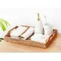 DECRAFTS Hand-Woven Rattan Rectangular Serving Tray with Handles for Breakfast, Drinks, Snack for Coffee Table (14.5x10.2x1.4inches)