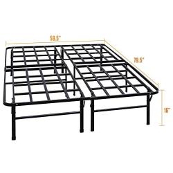 TATAGO 3000lbs Weight Capacity 16 inch Queen Size Heavy Duty Platform Bed Frame & 2 Set Headboard Bracket, Mattress Foundation, Non-Slip, No Noise & No Box Spring Needed