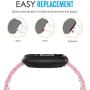 MoKo Band Compatible with Fitbit Versa/Versa 2/Versa lite Edition/Versa Special Edition, Stainless Steel Metal Watch Band Replacement Strap Bracelet - Rose Pink