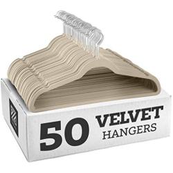 Zober Non-Slip Velvet Hangers - Suit Hangers (50-pack) Ultra Thin Space Saving 360 Degree Swivel Hook Strong and Durable Clothes Hangers Hold Up-To 10 Lbs, for Coats, Jackets, Pants, and Dress Clothes