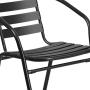 Flash Furniture 31.5 Square Glass Metal Table with 4 Black Metal Aluminum Slat Stack Chairs