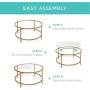 Best Choice Products 36in Modern Round Tempered Glass Accent Side Coffee Table for Living Room, Dining Room, Tea, Home Décor w/Satin Trim, Metal Frame, Non-Marring Foot Caps - Bronze Gold