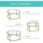 Best Choice Products 36in Modern Round Tempered Glass Accent Side Coffee Table for Living Room, Dining Room, Tea, Home Décor w/Satin Trim, Metal Frame, Non-Marring Foot Caps - Bronze Gold
