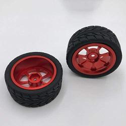 lahomia 67x27mm Wheel Rim and Tires 1:14 RC Car Buggy Tyre for Wltoys 144001 Upgrade Parts Accessories, Pack of 4 - Red