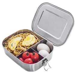 Stainless Steel Bento Box Lunch Containers For Adults Leakproof 3 Compartment Metal Bento Lunch Box Food Container For Kids (1400ml/47oz)