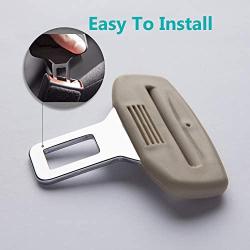 TUPOLIM Seat Belt Clip,Curved Sides Design,2 Pack,seat belt silencer,Universal Car Seat Belt Buckle Auto Metal Clip (Beige)