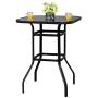 VINGLI Outdoor Bar Table Bistro Table Metal Frame Patio Bar Table, Tempered Glass Table Top All Weather Outdoor Bar Height (Black)