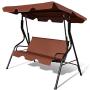 Tangkula 3 Seater Canopy Swing, Outdoor Patio Swing with Cushioned Steel Frame,Glider Swing Bench for Garden Backyard Porch (Coffee)