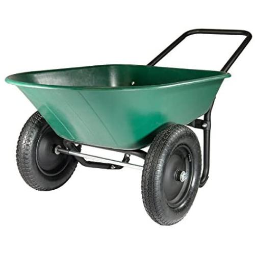 Marathon Yard Rover – 2 Tire Wheelbarrow Garden Cart - Green/Black