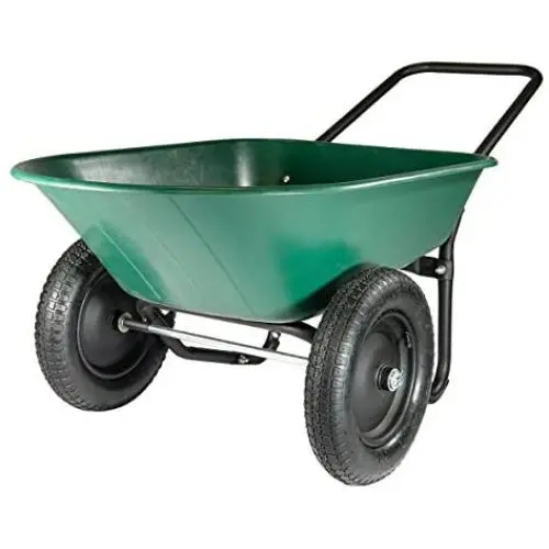 Marathon Yard Rover – 2 Tire Wheelbarrow Garden Cart - Green/Black