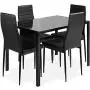 DKLGG 5-Piece Kitchen Dining Table Set for Dining Room, 4 Faux Leather Metal Frame Chairs, Dinette, Compact Space w/Glass Tabletop