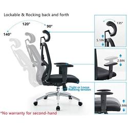 Ticova Ergonomic Office Chair - High Back Desk Chair with Adjustable Lumbar Support & Thick Seat Cushion - 140°Reclining & Rocking Mesh Computer Chair with Adjustable Headrest, Armrest