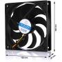 AAB Cooling Super Silent Fan 12 Pro - Silent and Efficient 120mm Fan with 4 Anti-Vibration Pads, Quiet Fan, Silent Fan, CPU Cooler, 12V - Value Pack 3 Pieces