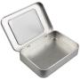 Goodma 8 Pieces Small Rectangular Metal Empty Hinged Tins Home Storage Containers Organizer Mini Box with Clear Window Lid, 3.94 x 2.76 x 0.79 inch (Silver)