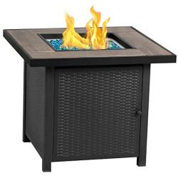 BALI OUTDOORS Propane Fire Pit Table, 30 Inch Gas Fire Pits Outdoors, Square Fire Table w/Fire Glass, 50,000 BTU