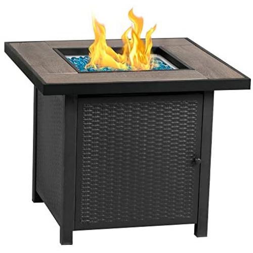 BALI OUTDOORS Propane Fire Pit Table, 30 Inch Gas Fire Pits Outdoors, Square Fire Table w/Fire Glass, 50,000 BTU