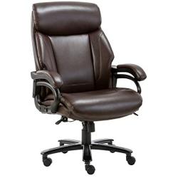 High Back Big & Tall 400lb Office Chair - Heavy Duty Metal Base, Adjustable Tilt Angle, Thick Padding and Ergonomic Design Bonded Leather Executive Desk Computer Task Swivel Chair