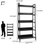 HIMIMI 5 Shelf Ladder Bookcase, Industrial Bookshelf Wood and Metal Bookshelves, Plant Flower Stand Rack Book Rack Storage Shelves for Home Decor