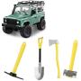 RC Decoration Tool, 4pcs Yellow Metal Mini Simulation Tool Hammer Hoe Shovel Ax Fit for 1/10 RC Crawler Car(Yellow)