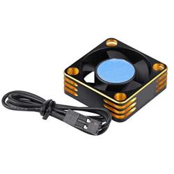 RC Car Cooling Fan, 28000RPM Heat Dissipation Metal Cooling Fan Remote Control Model Car Accessory Part for 540 Brushless Motor(Gold + Black)