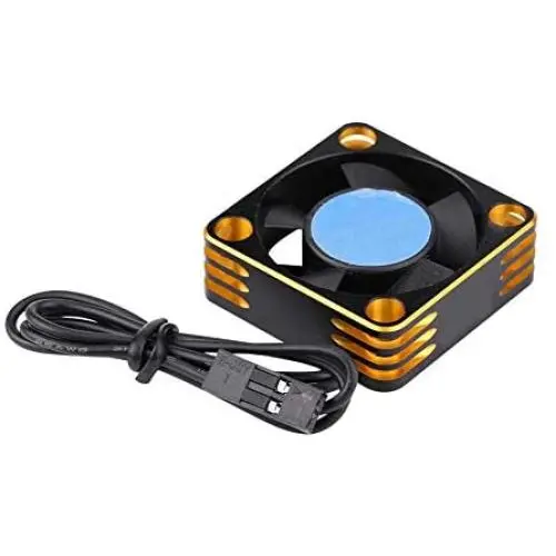 RC Car Cooling Fan, 28000RPM Heat Dissipation Metal Cooling Fan Remote Control Model Car Accessory Part for 540 Brushless Motor(Gold + Black)