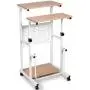 Tangkula Mobile Standing Desk, Height Adjustable Stand Up Desk Computer Workstation, Movable Computer Cart with 4 Rolling Wheels & Footrest, Suitable for Sitting or Standing (Oak) Tangkula Mobile Standing Desk, Height Adjustable Stand Up Desk Computer Workstation, Movable Computer Cart with 4 Rolling Wheels & Footrest, Suitable for Sitting or Standing (Oak)