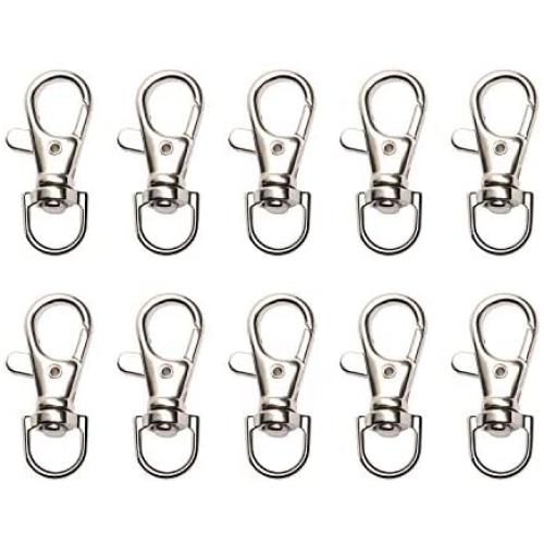 Shapenty Metal Swivel Lobster Claw Clasps Clip Lanyards Snap Hooks for Key Ring Holders Keychain Purse Bags Backpack Strap Wristlets Snap Tabs Jewelry Findings DIY Craft Project, 10PCS (10mm/2/5Inch)