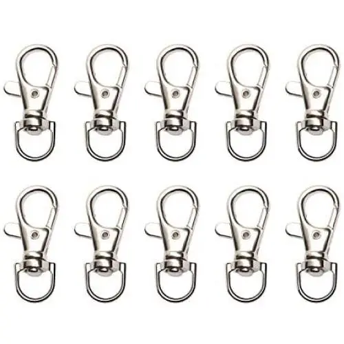 Shapenty Metal Swivel Lobster Claw Clasps Clip Lanyards Snap Hooks for Key Ring Holders Keychain Purse Bags Backpack Strap Wristlets Snap Tabs Jewelry Findings DIY Craft Project, 10PCS (10mm/2/5Inch)