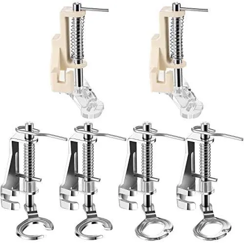 6 Pieces Large Metal Darning Sewing Machine Presser Foot Free-Motion Quilting Embroidery Presser Foot Close Toe Open Toe Quilting Foot Compatible with Brother Singer Janome Babylock Low Shank