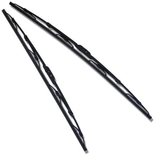 TuningPros WBMP-28-28 Metal Frame Windshield Wiper Blade For Bayonet Arm, Pin Arm and J Hook, 28'' (700mm) Driver Side & 28'' (700mm) Passenger Side, Set of 2