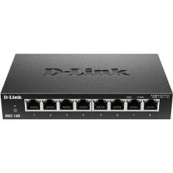 D-Link Ethernet Switch, 8 Port Gigabit Unmanaged Metal Fanless Desktop or Wall Mount Design (DGS-108)