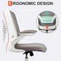 Komene Home Office Chair, Ergonomic Office Chair Large Seat, Desk Chair with Wheels,330 lb Mesh Computer Chair with Flip-up Arms, Chair Gaming Lumbar Support, Adjustable Height,Metal Base