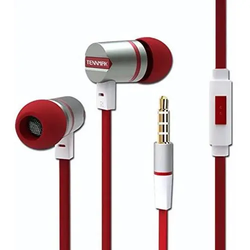 TENNMAK Dulcimer Strong Bass Clear Vocal Metal in-Ear Earphones Headphones Earbuds with Microphone and Remote - Red TENNMAK Dulcimer Strong Bass Clear Vocal Metal in-Ear Earphones Headphones Earbuds with Microphone and Remote - Red