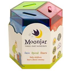 Moonjar Classic Award Winning Save Spend Share Educational Tin Toy Bank with Passbook| Moneybox for Children 3+ Years | Teaches Responsible Money Management & Financial Skills