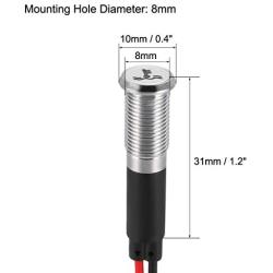 uxcell Pilot Dashboard Light DC 12V 8mm Red LED Signal Indicator Light Metal Shell with Symbol (Water Temperature)