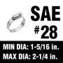 Cambridge Worm Gear Hose Clamps SAE Size 28, Adjustable 1 5/16-in to 2 1/4-in, Stainless Steel Band and Housing, Zinc Plated Screw, 10 Pack