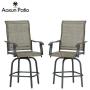 Aoxun Patio 5 PC Swivel Sets Textilene High Bistro Sets, 4 Bar Stools and 1 Table, Brown