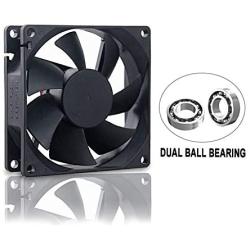 Wathai 80x80x25mm 80mm Dual Ball Bearing DC Cooling Fan 12V 2Pin