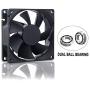 Wathai 80x80x25mm 80mm Dual Ball Bearing DC Cooling Fan 12V 2Pin