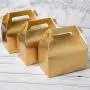 50-Pack Gable Metallic Gold Candy Treat Boxes,Small Goodie Gift Boxes for Wedding and Birthday Party Favors Box 6.2 x 3.5 x 3.5 inch
