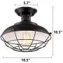 HMVPL Farmhouse Close to Ceiling Light, Metal Cage Semi Flush Mount Lighting Fixture Black Edison Light for Kitchen Island Dining Room Foyer Hallway Porch Entryway Bedroom HMVPL Farmhouse Close to Ceiling Light, Metal Cage Semi Flush Mount Lighting Fixture Black Edison Light for Kitchen Island Dining Room Foyer Hallway Porch Entryway Bedroom