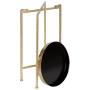 Kate and Laurel Celia Round Metal Foldable Tray Accent Table, Black with Gold Base